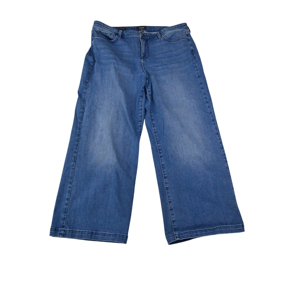 NYDJ Teresa Wide Leg Jeans Womens 14 Blue (35x26) Lift Tuck High Rise Stretch